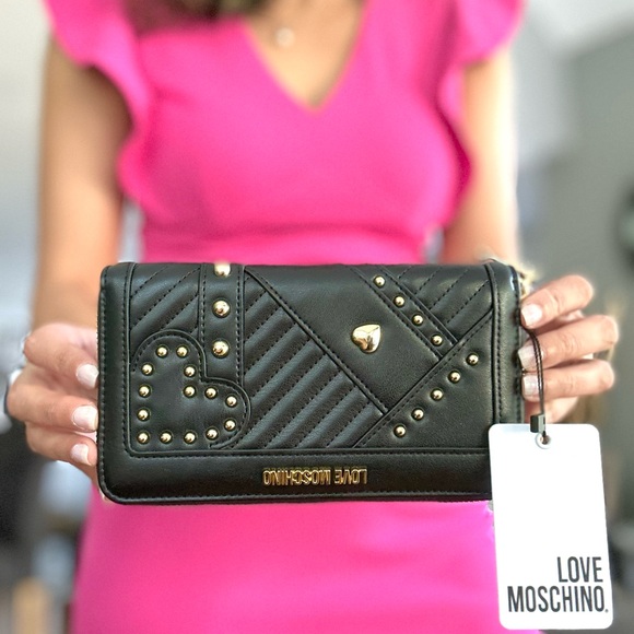 NWT Love Moschino Logo Heart Zip Around Wallet - Picture 3 of 6